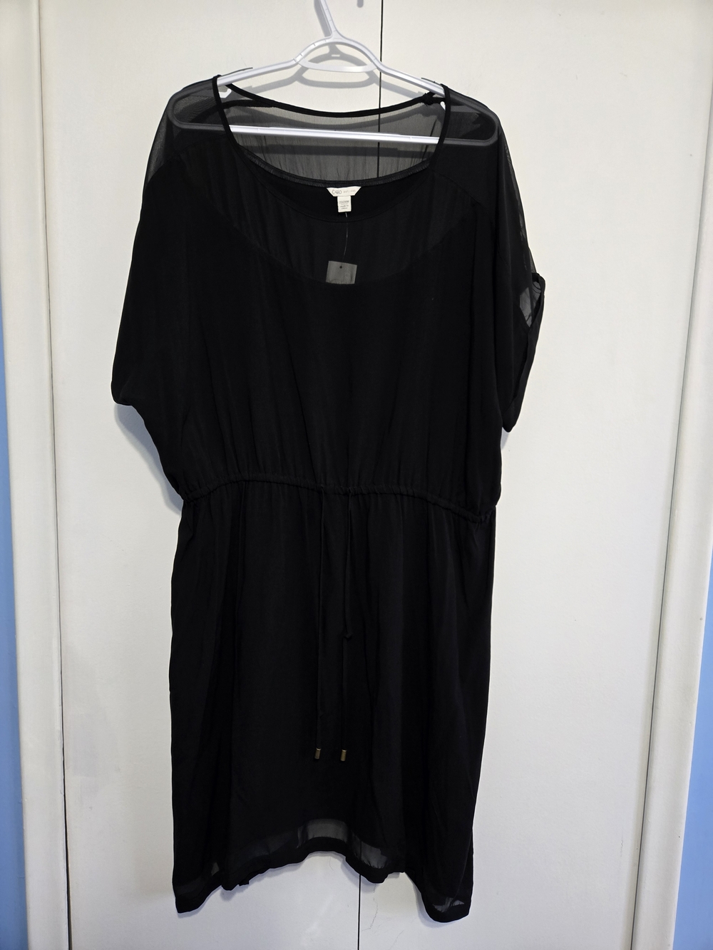 Cato Black‎ Sheer Dress NWT Womens 22/24W Plus Size Elastic Waist Lightweight